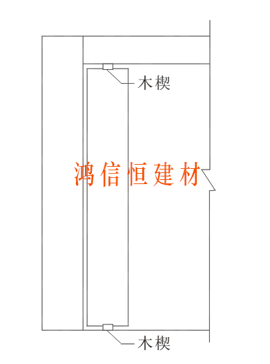 ALC板安装门头时时用木楔固定节点图